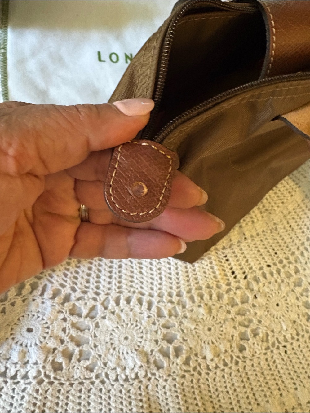 Longchamp Brown Nylon Trio with Tan Leather Trim - Picture 6 of 10